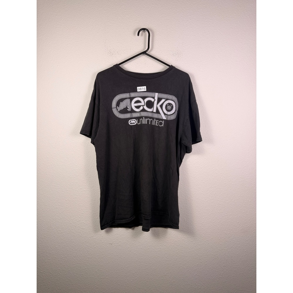 Ecko Unltd Mens Graphic T-Shirt Black Rhino Logo Streetwear Distressed Large